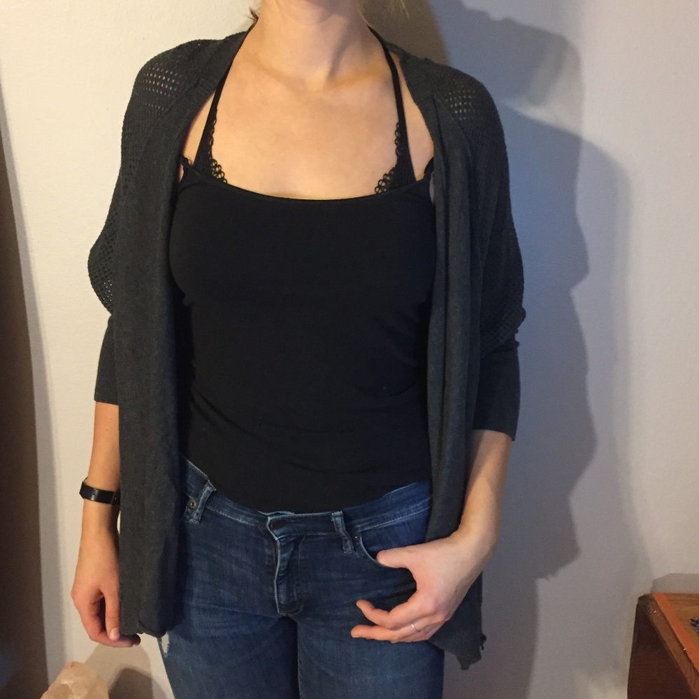 Dark Blue/Grey Quarter Sleeve Cardigan